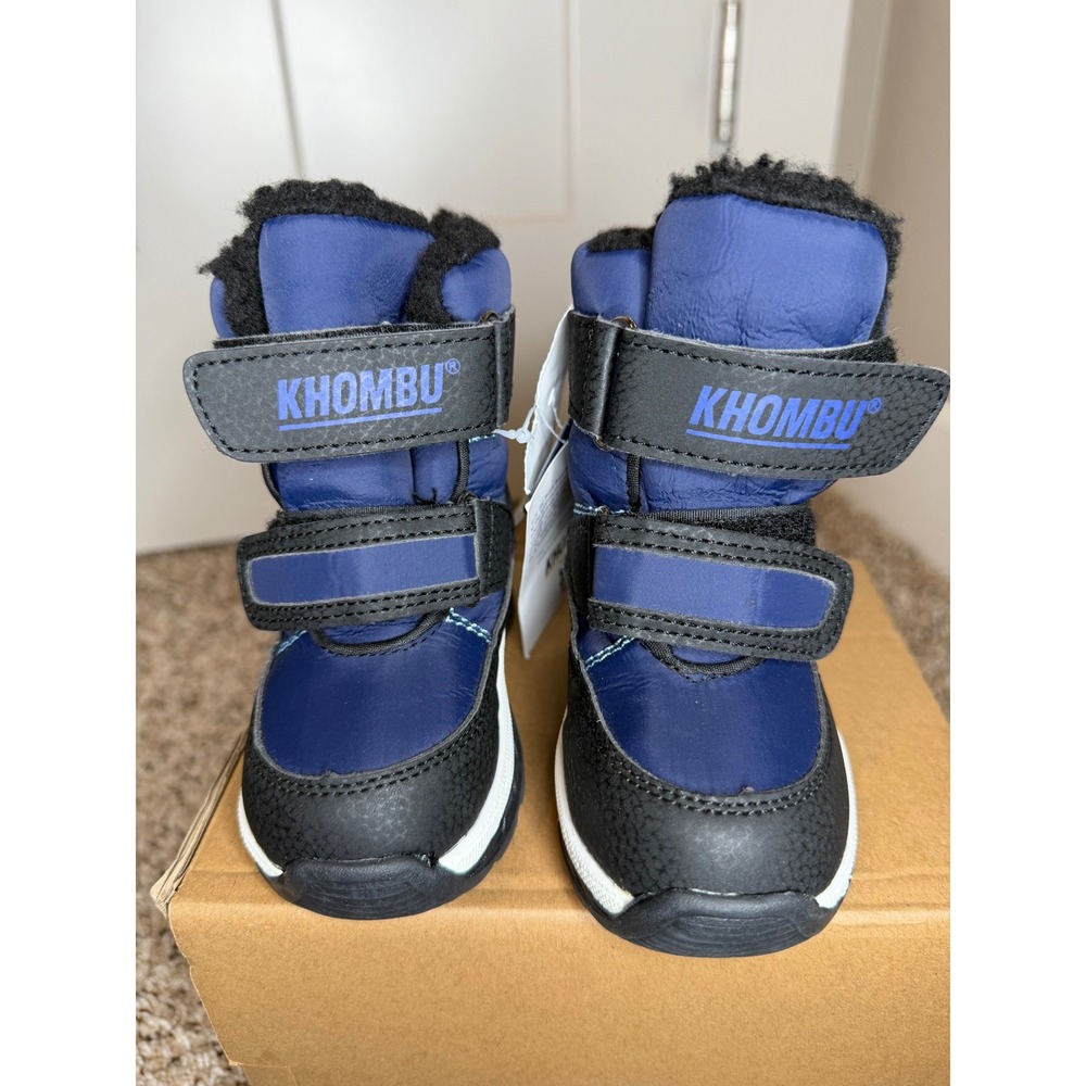 Khombu NEW Victor Kids Navy Blue Faux Fur Lined Winter Snow Boots Size 6M